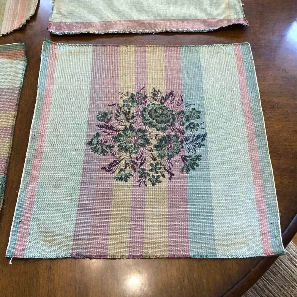 Vintage 18” x 18” floral tapestry chair seat cover